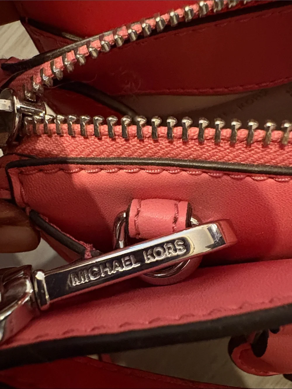 Michael Kors Coral Pink Saffiano Leather Crossbody Bag